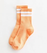 New Look Bright Orange Ribbed Stripe Tube Socks